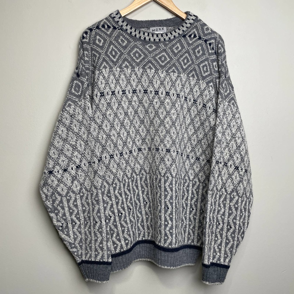 Mexx Amazing Patterned Crew Neck Long Sleeve Sweater Gray M